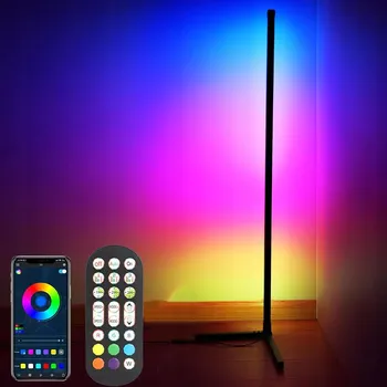 Stojací lampa Rohová LED stojací lampa CORNER RGB DÁLKOVÝ OVLADAČ hudba 165cm barevná