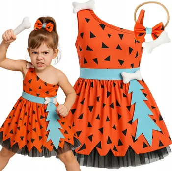 Karnevalový kostým ŠATY KOSTÝM DIVOKÝ WILLMA FRED NA HALLOWEEN 134 140