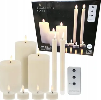 Svíčka SADA LED SVÍČEK S DÁLKOVÝM OVLÁDÁNÍM A ČASOVAČEM 9 KS, OVLÁDANÉ SVÍČKY