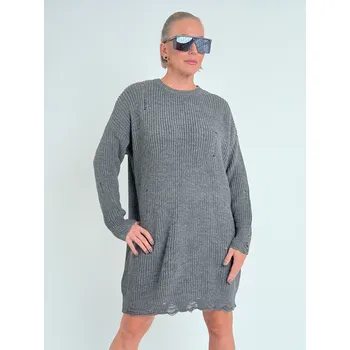 Dámský svetr Voga Móda Antracitový dlouhý svetr ROSS Antracit, UNI S-XL