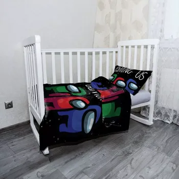 Povlečení Sablio Mikroplyšové dětské povlečení do postýlky AMONG US Černý vesmír - 120x90 / 40x60