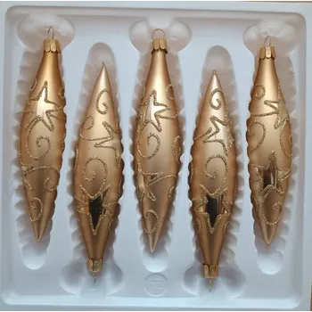 Vánoční dekorace ČR vánoční ozdoby 14x3cm zlaté 5 ks