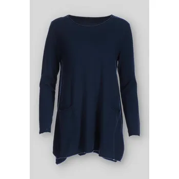 Dámské šaty Tunika s kapsami úplet 1833 barva: modrá tmavá