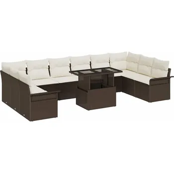 Zahradní lehátko Sada zahradních pohovek 11 pcs Hnědá 100 x 55 x 73 cm Hnědá3357091