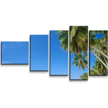 Obraz Sablio Obraz - 5-dílný Palmová pláž - 100x60 cm