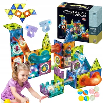 ostatní stavebnice Magnetické Stavebnice KRUMAD kuličková dráha svítící 75 dílků