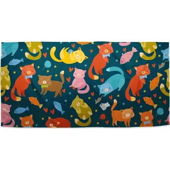 Ručník Sablio Ručník Kočky s rybkami - 70x140 cm