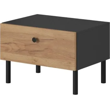 Noční stolek Sada nočních stolků se zásuvkou do ložnice Deco - Meble Laski Dub Craft Zlatý / Antracit 56.1x38.2 cm