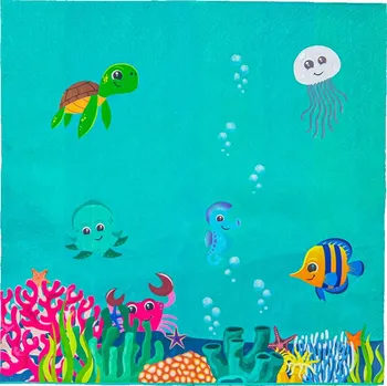 Papírový ubrousek Narozeninové ubrousky 33 cm Podmořský svět, 2vrstvé, 10 ks - Congee