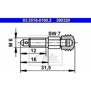 Brzdová hadice ATE 03.3518-0100.2 Odvzdušňovací šroub / ventil