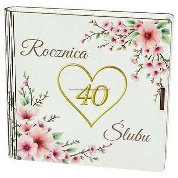 Set školních potřeb Pudełko drewniane z książeczką 40 rocznica ślubu (15x15x2cm) - ..