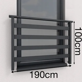 Zábradlí Venkovní kovové zábradlí Fello, šedé, 190 cm