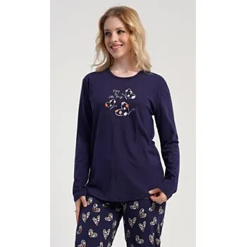 Dámské pyžamo Dámské pyžamo dlouhé Vienetta Secret Sarah tmavě modrá XL