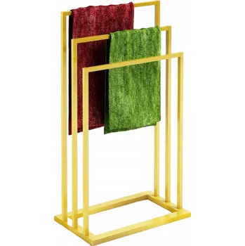 Věšák Trojitý kovový stojan na ručníky PREMIUM zlatý