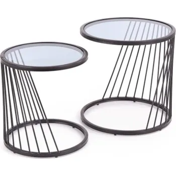 Nábytek Sada konferenčních stolků Antilla do obývacího pokoje kouřové sklo-černá - Halmar Kouřové sklo / Černá x cm