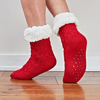 Dámské pantofle 3Pagen Pohodlné ponožky červená/přírodní