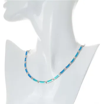 Náhrdelník Dámský stříbrný náhrdelník s modrými opály STNAH105F + dárek zdarma