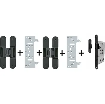 pant Tectus 240 3D černá - sada pantů + plechů 240 FZ pro obložkovou zárubeň a magnet. zámku, černá Cylindrická vložka