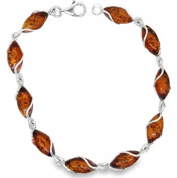 Náramek Stříbrný náramek s jantarem, jemný koňakový, STŘÍBRO 925 (VIDEO)