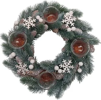Vánoční dekorace Goba Věnec adventní s vločkami 35cm