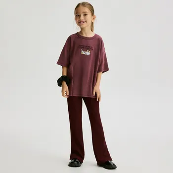 Dívčí kalhoty Reserved - Žebrované rozšířené kalhoty - mahagonová - 978FF-93X - 978FF-93X-122