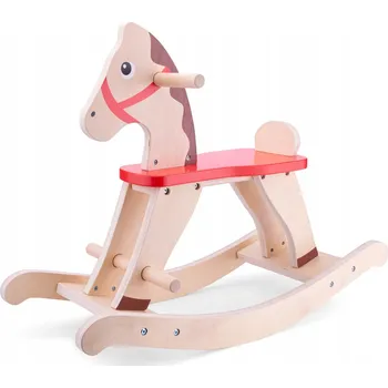 Houpací kůň New Classic Toys 11145 Dřevěný houpací kůň, vzdělávací, rozvoj vnímání barev, hračka pro mateřské školy, pro děti, chlapce i dívky, červený