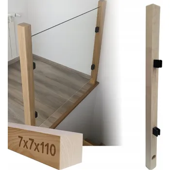 Sloupek Dřevěný Bukový 6x6x110cm S Úchyty Pro Sklo ZÁBRADLÍ Balustráda