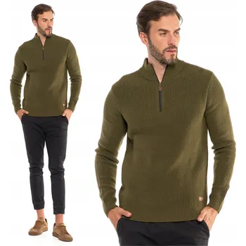 Pánský svetr Pánský svetr na knoflíky se stojáčkem Moraj Classic Khaki vel. XXL