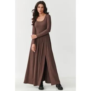 Dámské šaty Volnočasové šaty Makadamia M896 tmavě hnědé Tmavě hnědá 2XL/3XL