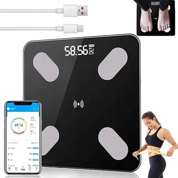 Osobní váha ELEKTRONICKÁ OSOBNÍ VÁHA S ANALÝZOU TĚLA A BLUETOOTH, 180 KG, ČERNÁ