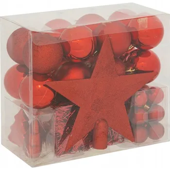 Vánoční dekorace SADA VÁNOČNÍCH OZDOB 44 KUSŮ PLAST PRŮMĚR 3 a 6 CM