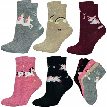 Pánské ponožky 5 x PONOŽKY PONOŽKY dziewczęce z angory ciepłe zimowe grube vlna 28-30