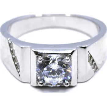 Prsten Stříbrný masivní prsten s Moissanitem Maximus - 58