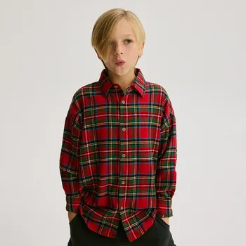 Chlapecká košile Reserved - Bavlněná kostkovaná košile - červená - 532GO-33X - 532GO-33X-122