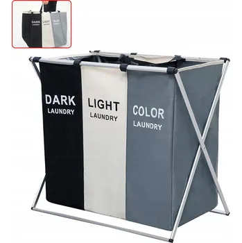 Koš na prádlo KOŠ NA PRÁDLO, SPODNÍ PRÁDLO, ORGANIZÉR, VOLNĚ STOJÍCÍ, NA HRAČKY, 3 KOMORY, SKLÁDACÍ
