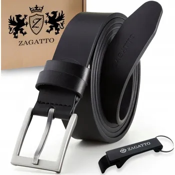 Opasek Pánský ČERNÝ Kožený opasek ke kalhotám , ŠIROKÝ, přírodní kůže, ZAGATTO
