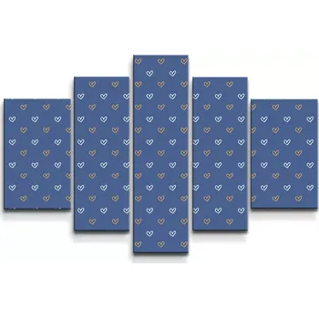 Obraz Sablio Obraz - 5-dílný Srdíčka na modré: 100x60 cm