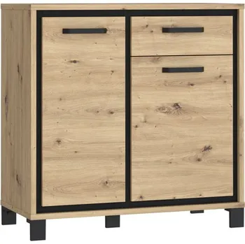 Komoda Komoda se zásuvkou a skříňkami Trondheim - Forte C773 Dub Artisan / Dub Černý 91.4x91.2 cm