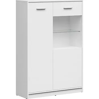 Knihovna Dvoudveřová prosklená vitrína do obývacího pokoje Nepo Plus - Black Red White - BRW Bílá 90x131 cm