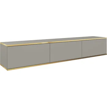 Televizní stolek Široký TV stolek s dvířky do obývacího pokoje Oro - Meble Piaski U12115 Šedá platinová Pfleiderer 175x30 cm