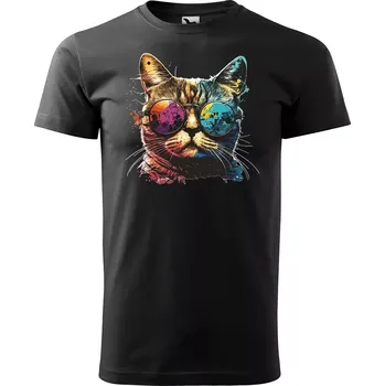 Pánské tričko Sablio Tričko s potiskem Cool Cat - černé S