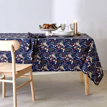 Stolování Blancheporte Ubrus s potiskem lístků nám. modrá 140x300 cm