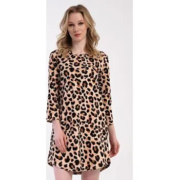 Dámské šaty Dámské domácí šaty s tříčtvrtečním rukávem Vienetta Secret Leona hnědá XXL