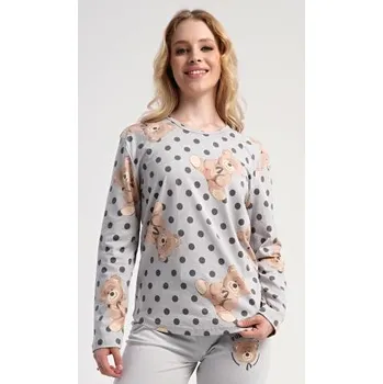 Dámské pyžamo Dámské pyžamo dlouhé Vienetta Secret Paula šedá S