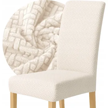 Potah na židli Elastický žakárový potah na židli Ubieramy-meble, bílý