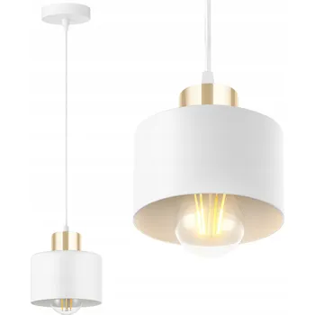 Stropní svítidlo závěsné bílo-zlaté nad ostrov, stůl do obýváku 1x E27 moderní