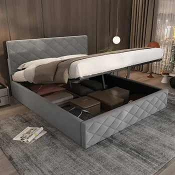 Postel Jednolůžková dřevěná postel Arhatreya 140x200 cm bříza, šedá