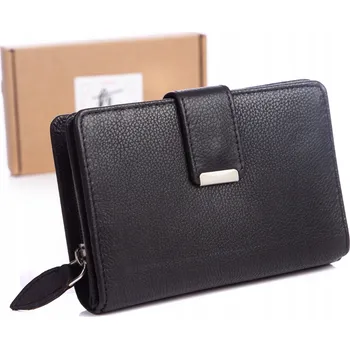 Peněženka Dámská Kožená Peněženka Money Maker Černá Pravá Kůže MĚKKÁ Krabička