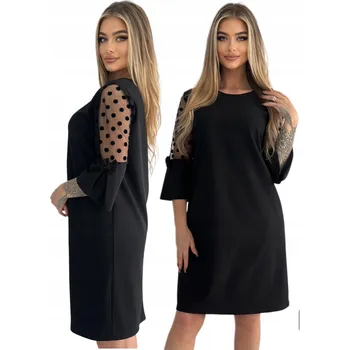 Dámské šaty ELEGANTNÍ ČERNÉ ŠATY TRAPÉZOVÉHO ŠATY M - 4XL