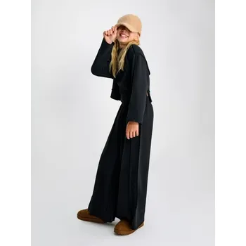 Sinsay - Kalhoty wide leg z hrubé žebrované pleteniny s fleecem uvnitř - černá - 638FV-99X - 638FV-99X-152